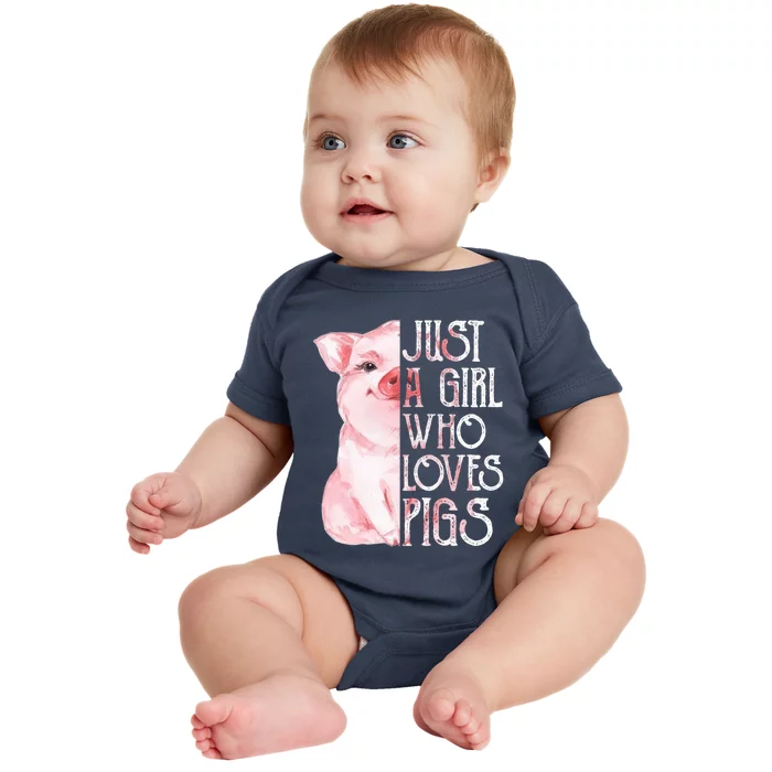 Just a Girl who Loves Pigs Funny Pig Farmer Gift Girl Wo Baby Bodysuit