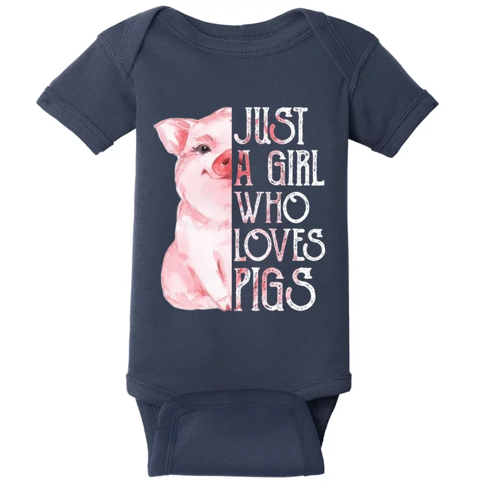 Just a Girl who Loves Pigs Funny Pig Farmer Gift Girl Wo Baby Bodysuit