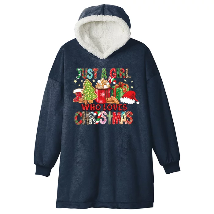 Just A Girl Who Loves Christmas Funny Design Hooded Wearable Blanket