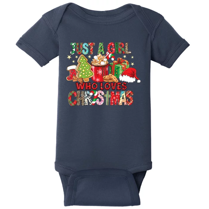 Just A Girl Who Loves Christmas Funny Design Baby Bodysuit