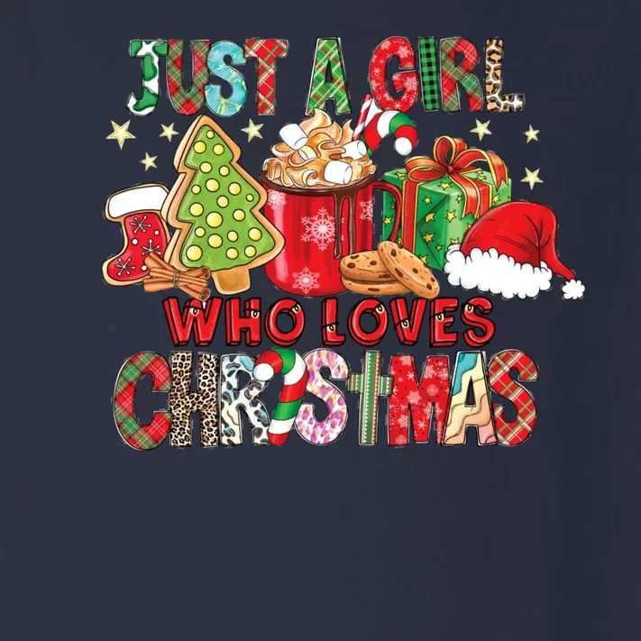 Just A Girl Who Loves Christmas Funny Design Toddler Long Sleeve Shirt