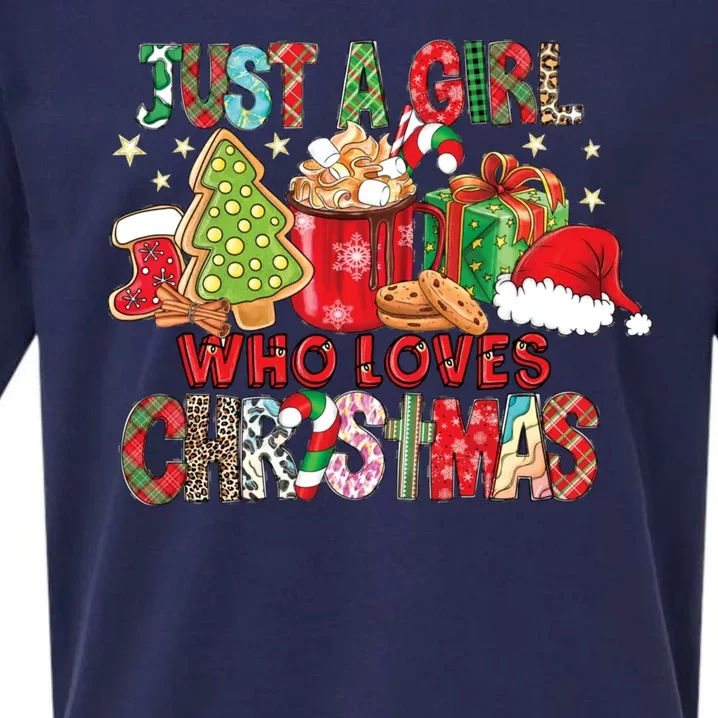 Just A Girl Who Loves Christmas Funny Design Sueded Cloud Jersey T-Shirt