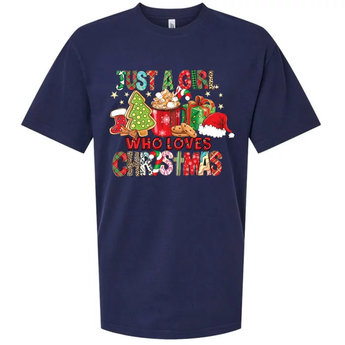 Just A Girl Who Loves Christmas Funny Design Sueded Cloud Jersey T-Shirt