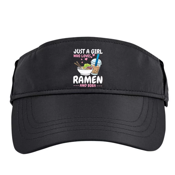 Just A Girl Who Loves Ramen And Boba Bubble Tea Tea Japanese Adult Drive Performance Visor