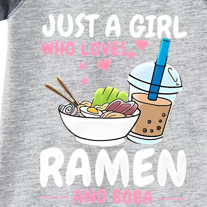 Just A Girl Who Loves Ramen And Boba Bubble Tea Tea Japanese Infant Baby Jersey Bodysuit