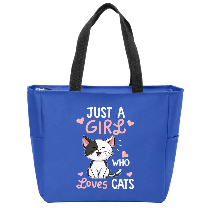 Just A Girl Who Loves Cats Cute Cat Lover Zip Tote Bag