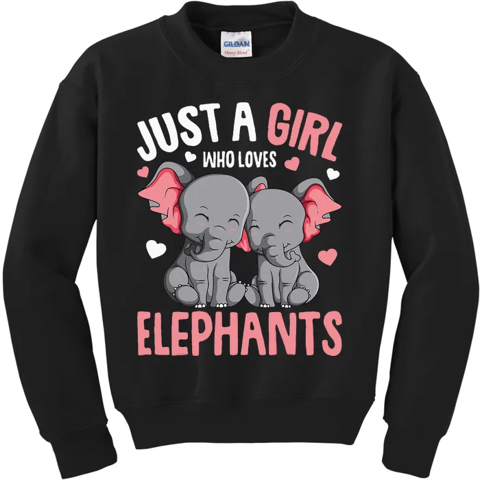 Just A Girl Who Loves Elephants Elephant Lover Kids Sweatshirt