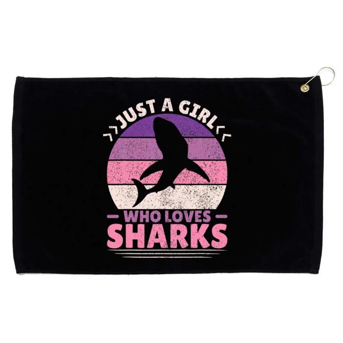 Just A Girl Who Loves Sharks Lover Shark Stuff Funny Shark Grommeted Golf Towel