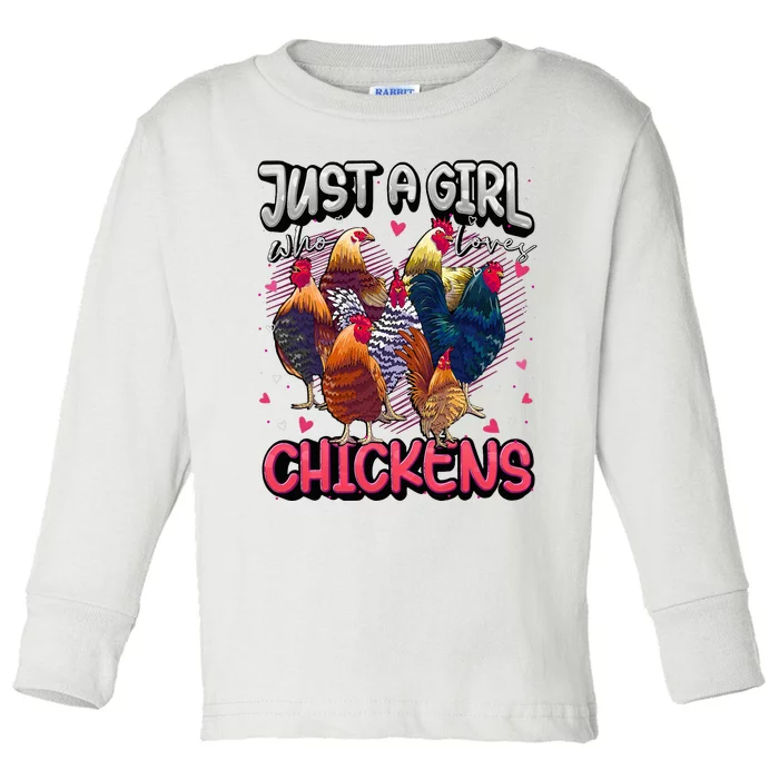 Just A Girl Who Loves Chickens Cute Chicken Lover Farmers Toddler Long Sleeve Shirt