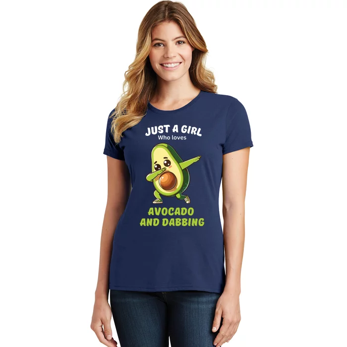 Just A Girl Who Loves Avocado And Dabbing Funny Graphic Women's T-Shirt