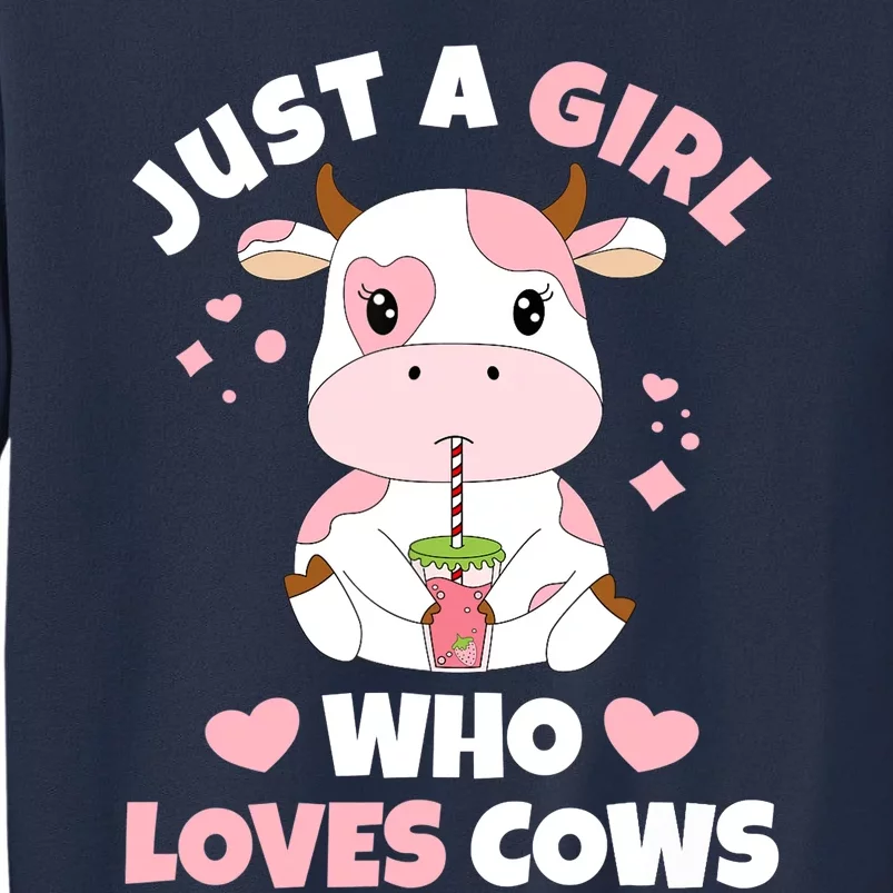 Just A Girl Who Loves Cows Cute Strawberry Cow Cowgirl Print Sweatshirt