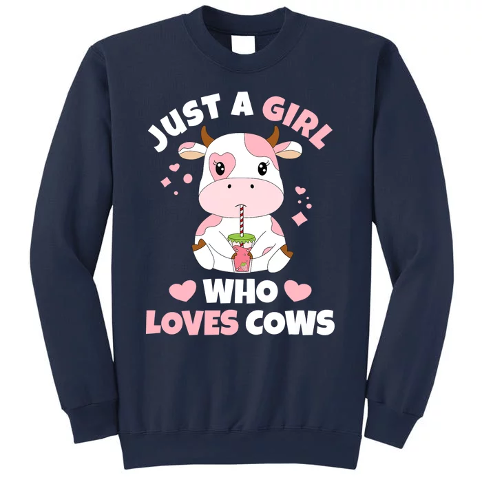 Just A Girl Who Loves Cows Cute Strawberry Cow Cowgirl Print Sweatshirt