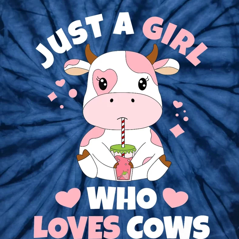 Just A Girl Who Loves Cows Cute Strawberry Cow Cowgirl Print Tie-Dye T-Shirt