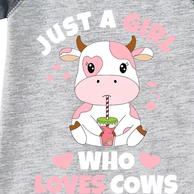 Just A Girl Who Loves Cows Cute Strawberry Cow Cowgirl Print Infant Baby Jersey Bodysuit