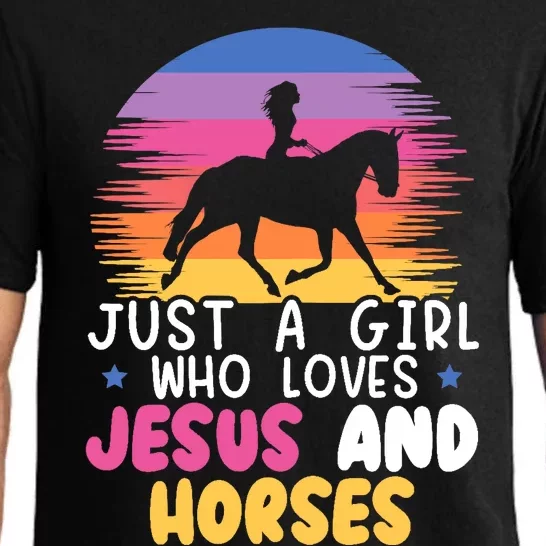 Just A Girl Who Loves Jesus And Horses Equestrian Christian Pajama Set