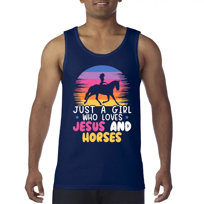 Just A Girl Who Loves Jesus And Horses Equestrian Christian Tank Top