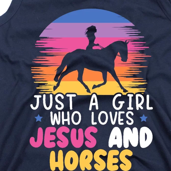 Just A Girl Who Loves Jesus And Horses Equestrian Christian Tank Top