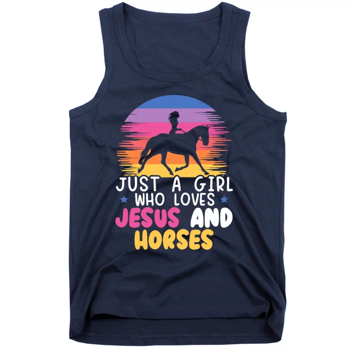 Just A Girl Who Loves Jesus And Horses Equestrian Christian Tank Top