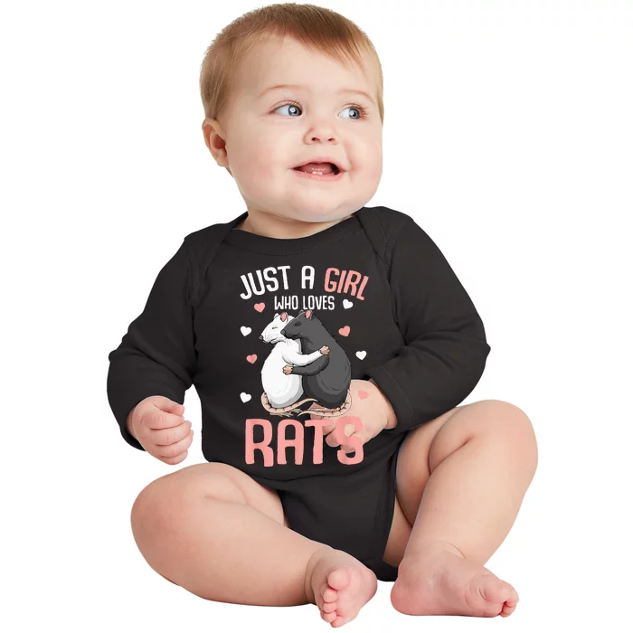 Just A Girl Who Loves Rats Kids Women Rat Lover Baby Long Sleeve Bodysuit