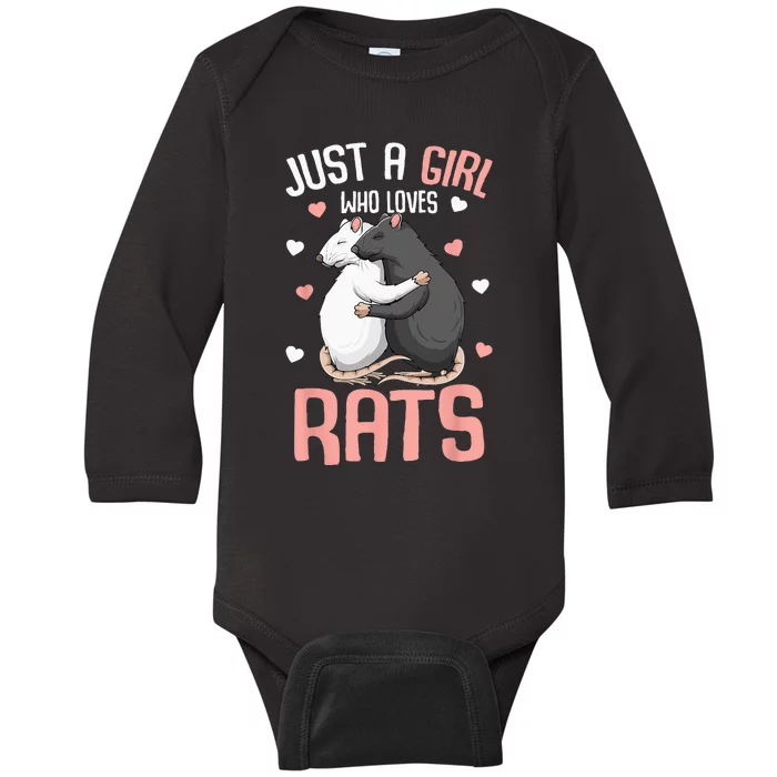 Just A Girl Who Loves Rats Kids Women Rat Lover Baby Long Sleeve Bodysuit