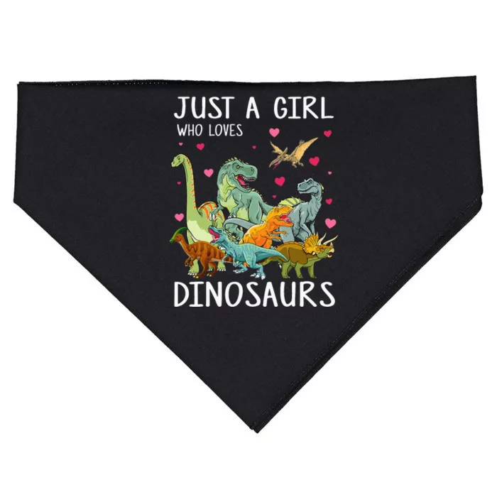 Just A Girl Who Loves Dinosaurs T Rex Dinosaur USA-Made Doggie Bandana