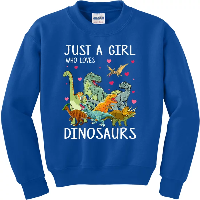 Just A Girl Who Loves Dinosaurs T Rex Dinosaur Kids Sweatshirt