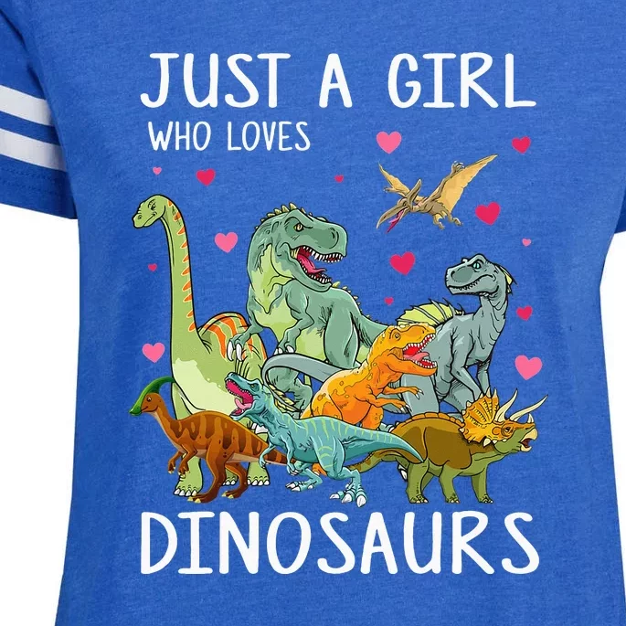 Just A Girl Who Loves Dinosaurs T Rex Dinosaur Enza Ladies Jersey Football T-Shirt