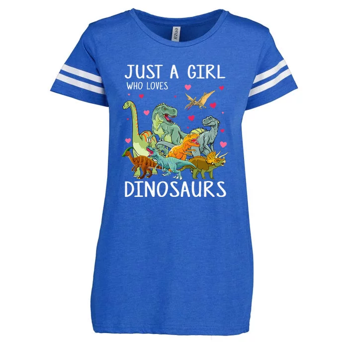 Just A Girl Who Loves Dinosaurs T Rex Dinosaur Enza Ladies Jersey Football T-Shirt