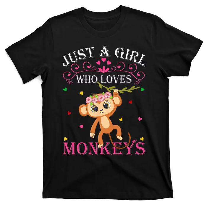 Just A Girl Who Loves Monkeys Cute Monkey Lover Kids T-Shirt