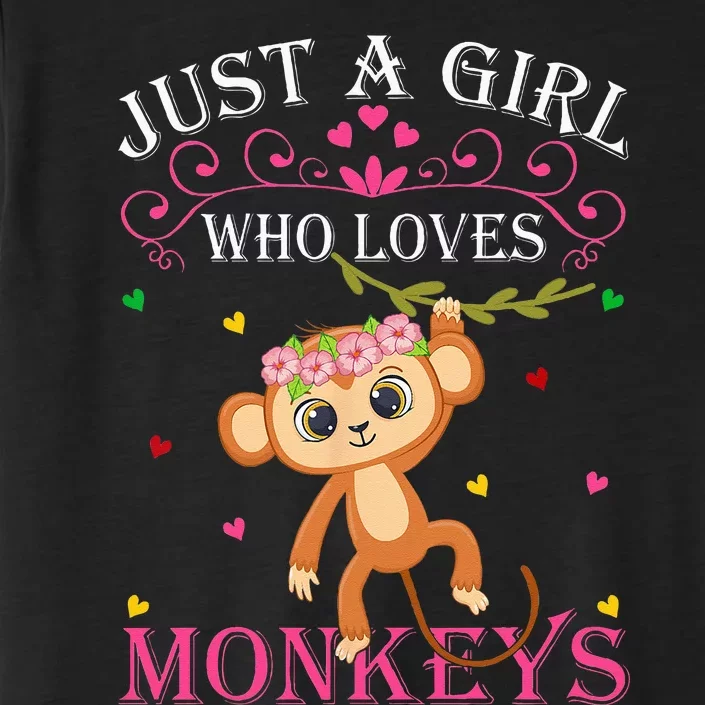 Just A Girl Who Loves Monkeys Cute Monkey Lover Kids ChromaSoft Performance T-Shirt