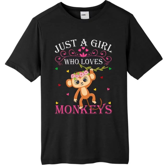 Just A Girl Who Loves Monkeys Cute Monkey Lover Kids ChromaSoft Performance T-Shirt