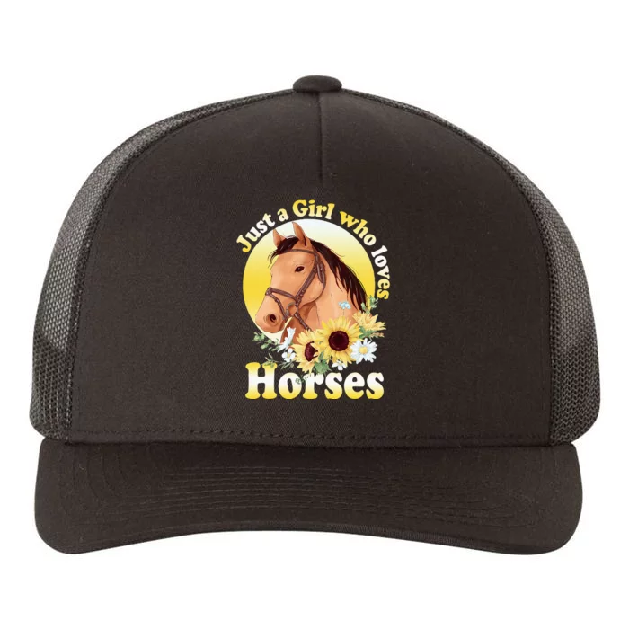 Just A Girl Who Loves Horses Riding Yupoong Adult 5-Panel Trucker Hat