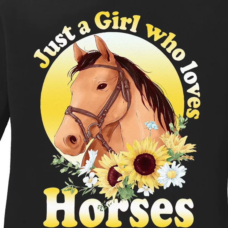 Just A Girl Who Loves Horses Riding Ladies Long Sleeve Shirt