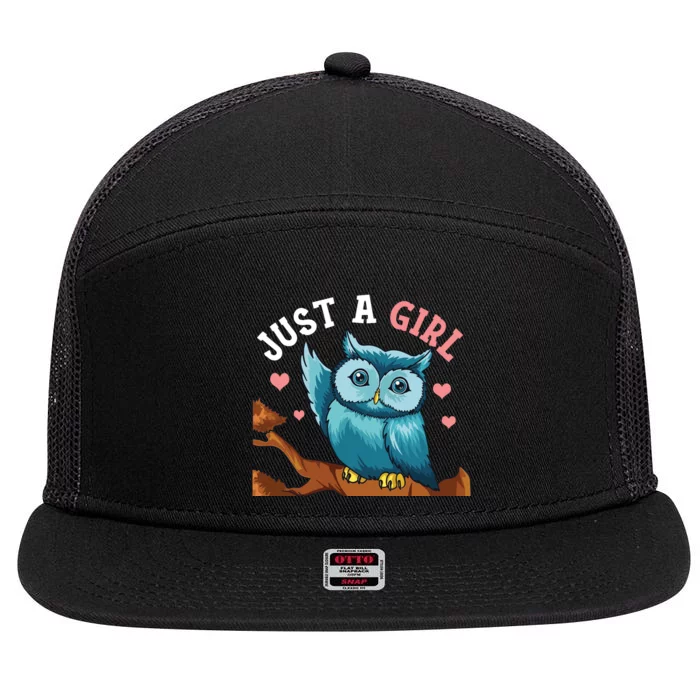 Just A Girl Who Loves Owls Gifts Owl For Girl 7 Panel Mesh Trucker Snapback Hat