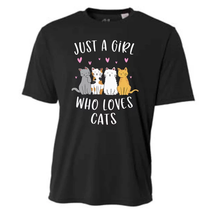 Just A Girl Who Loves Cats Cute Cat Lover Cooling Performance Crew T-Shirt