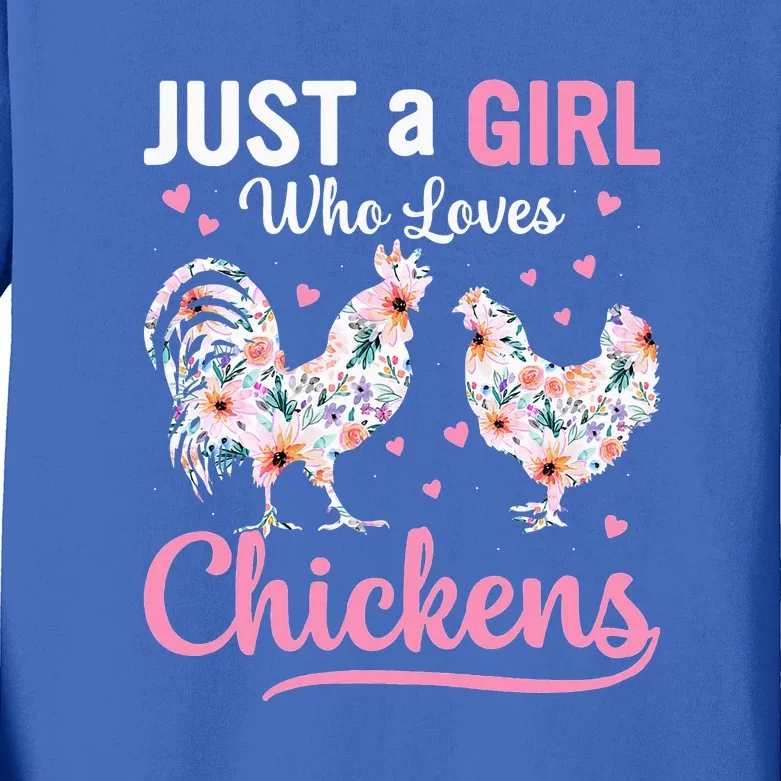 Just A Girl Who Loves Chickens Cute Chicken Kids Long Sleeve Shirt