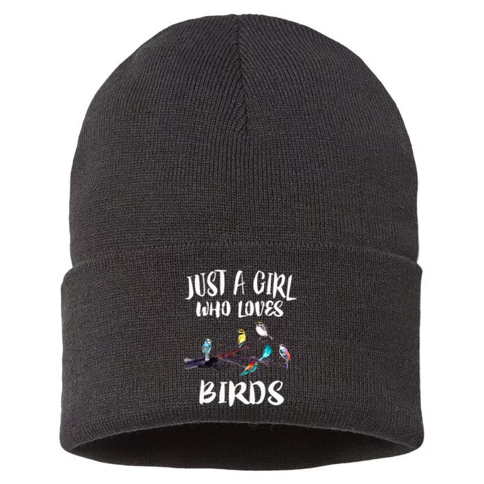 Just A Girl Who Loves Birds Birding Bird Watching Gift Sustainable Knit Beanie