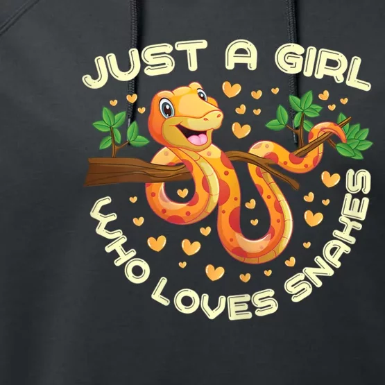 Just A Girl Who Loves Snakes Funny Snake Lover Gifts Performance Fleece Hoodie