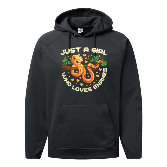 Just A Girl Who Loves Snakes Funny Snake Lover Gifts Performance Fleece Hoodie