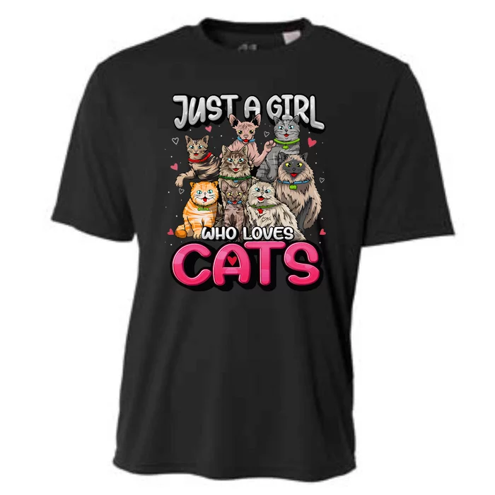 Just A Girl Who Loves Cats Cute Cat Lover Cat Mom Cooling Performance Crew T-Shirt