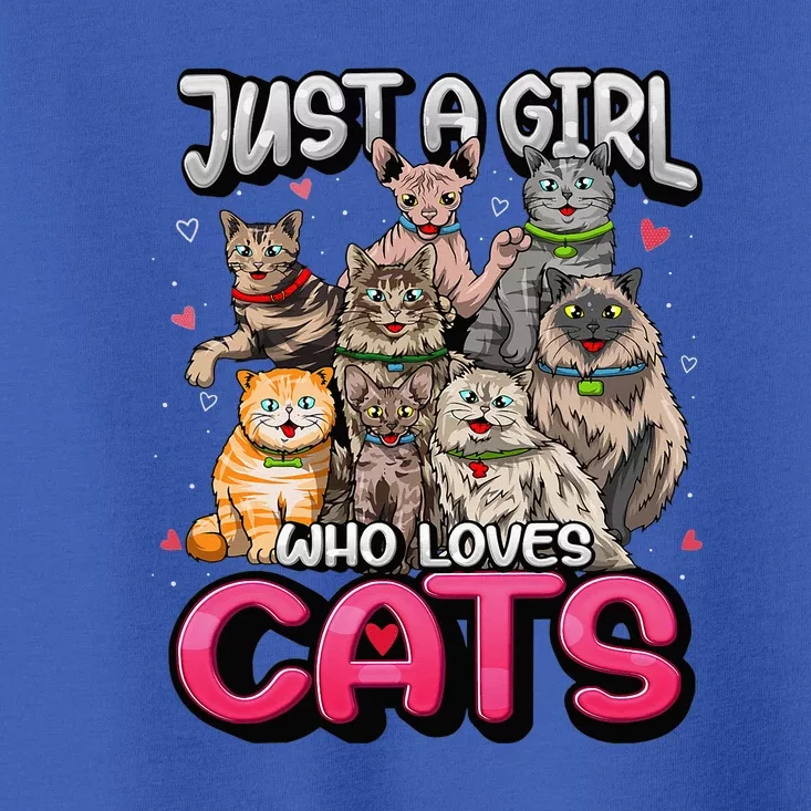 Just A Girl Who Loves Cats Cute Cat Lover Cat Mom Toddler T-Shirt