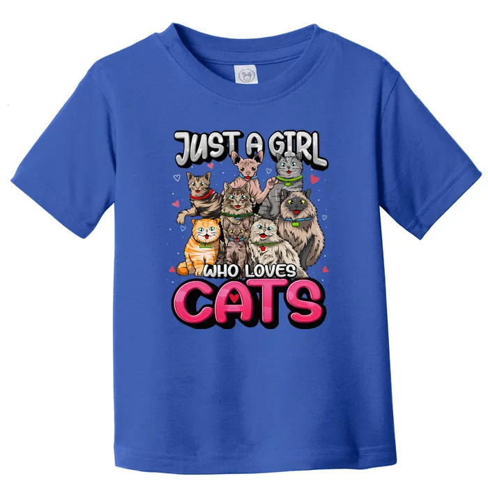 Just A Girl Who Loves Cats Cute Cat Lover Cat Mom Toddler T-Shirt