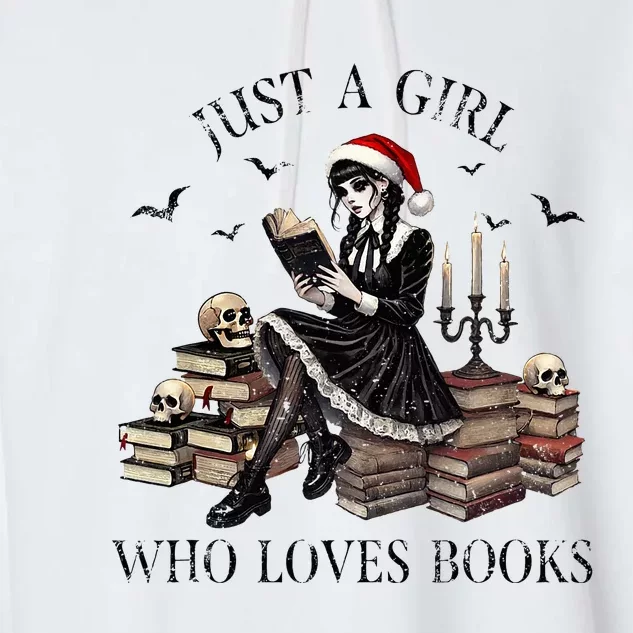 Just A Girl Who Loves Books Halloween Skeleton Christmas Garment-Dyed Fleece Hoodie