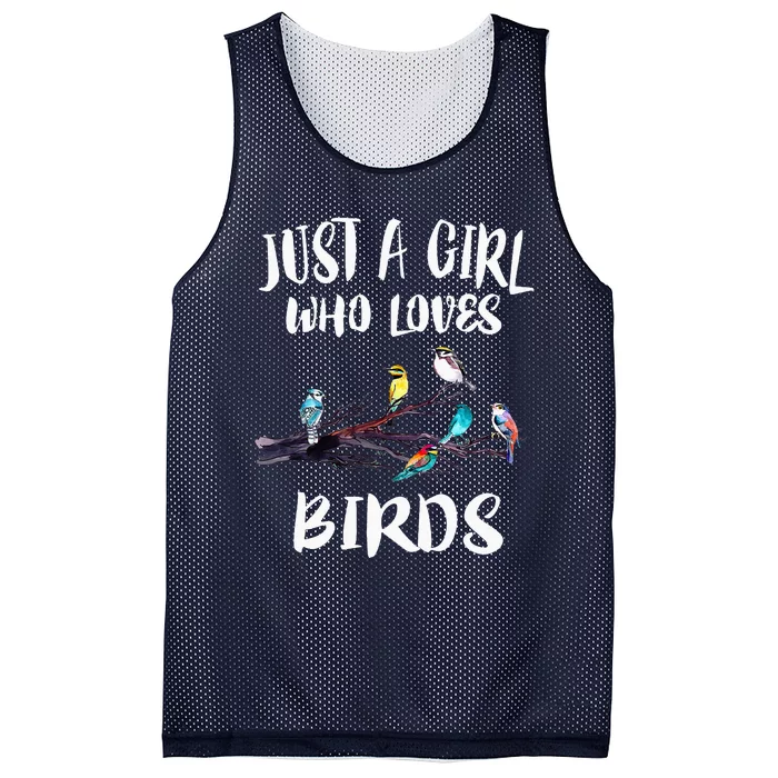 Just A Girl WhoLoves Birds Birding BirdWatching Gift Mesh Reversible Basketball Jersey Tank