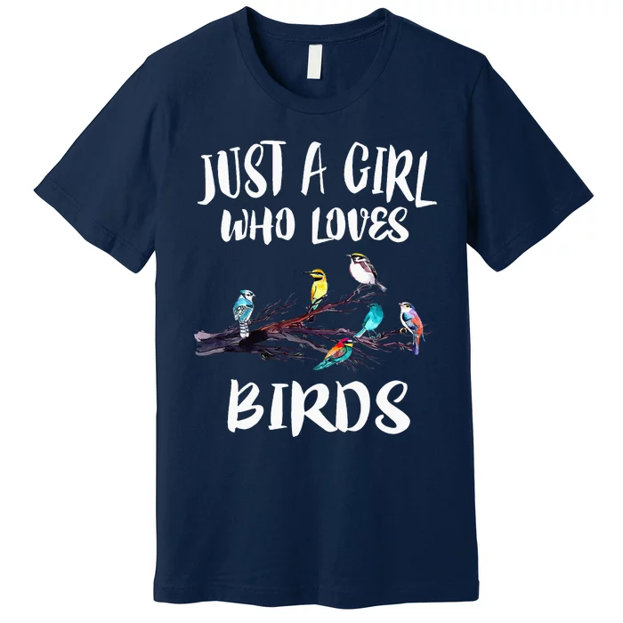 Just A Girl WhoLoves Birds Birding BirdWatching Gift Premium T-Shirt