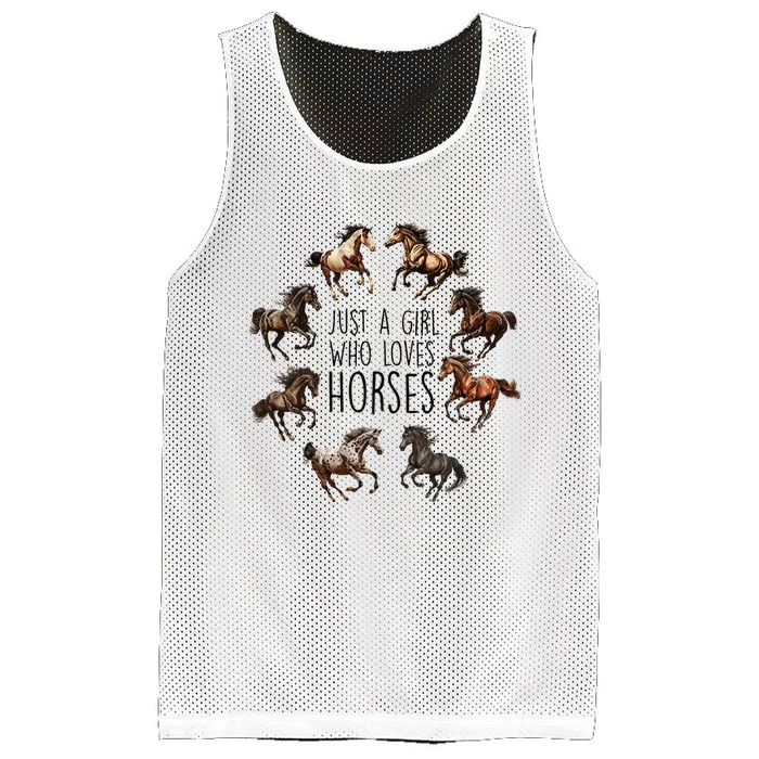 Just A Girl Who Loves Horses Horse Breeds Horseback Riding Mesh Reversible Basketball Jersey Tank