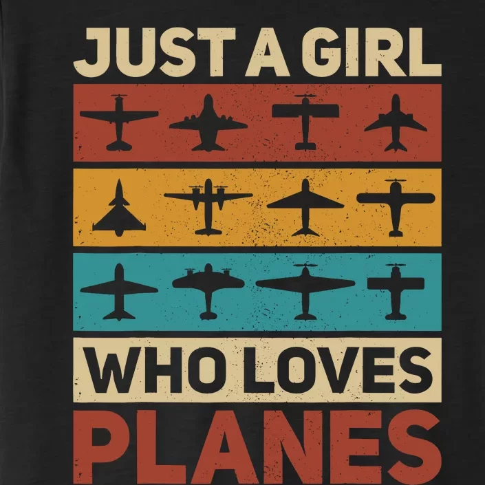 Just A Girl Who Loves Planes Pilot Plane Aviation Airplane ChromaSoft Performance T-Shirt