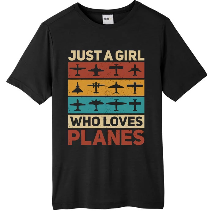 Just A Girl Who Loves Planes Pilot Plane Aviation Airplane ChromaSoft Performance T-Shirt