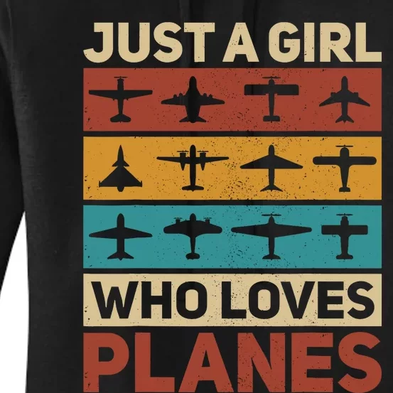 Just A Girl Who Loves Planes Pilot Plane Aviation Airplane Women's Pullover Hoodie