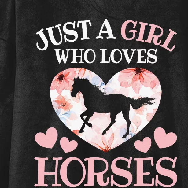 Just A Girl Who Loves Horses Horseback Riding Hooded Wearable Blanket